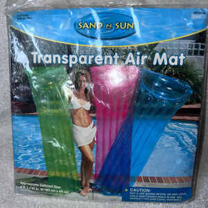 NOS Vintage 1990s Intex Recreation Sand N Sun Transparent Air Mat Pool Float